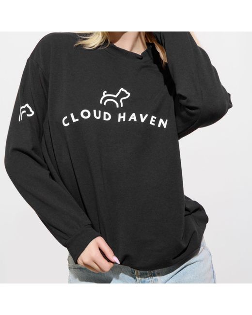 Cloud Haven Black Neutrals Boyfriend Logo Sweatshirt Espresso