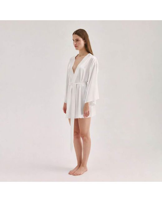 Avenue 8 White Mini Silk Robe