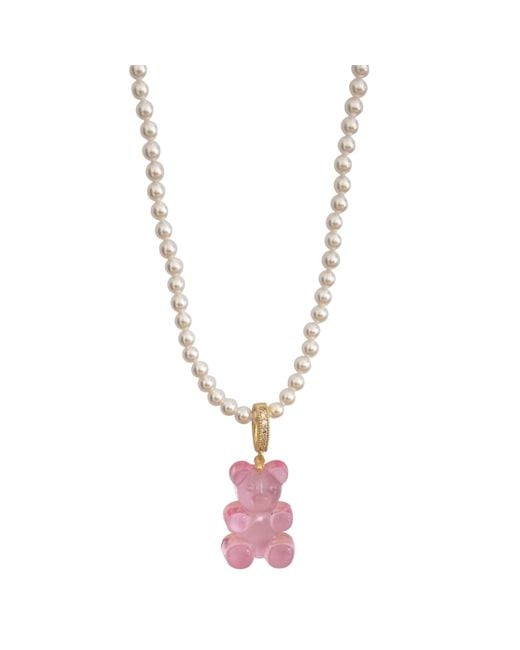 Ninemoo Metallic Shell Bead Necklace And Gummy Bear Pendant