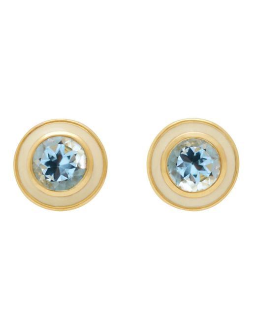 Augustine Jewels Sky Blue Topaz White Enamel Earrings