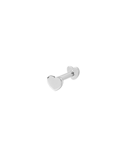 Vanhi White 14K Solid Heart Flat Back Stud