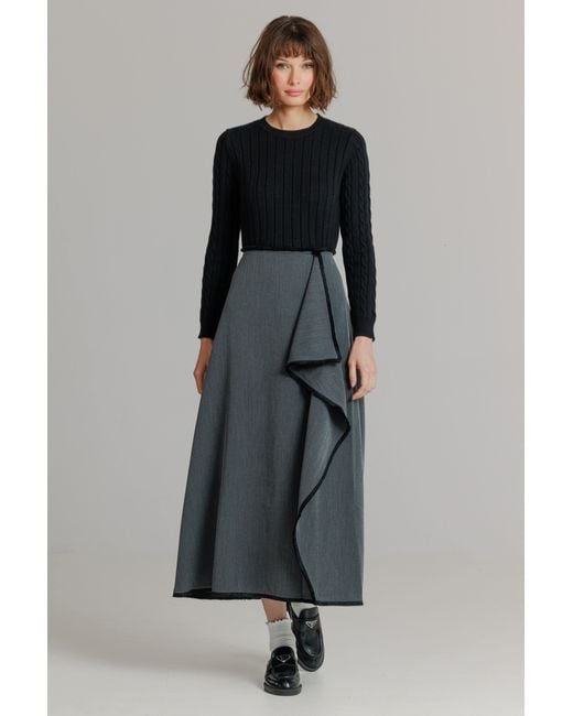 Lou&Up (Formerly Loup Clothing) Gray Herringbone Skirt