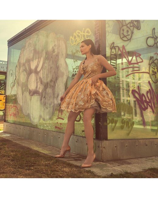 Miro Misljen Metallic Petticoat Dress
