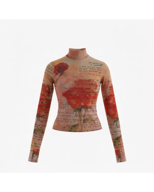 NALÈ Red Ode To Self Love Mesh Blouse