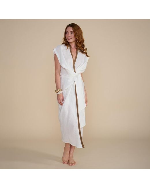 The Summer Edit Gray Kaia Luxe Linen Wrap Dress