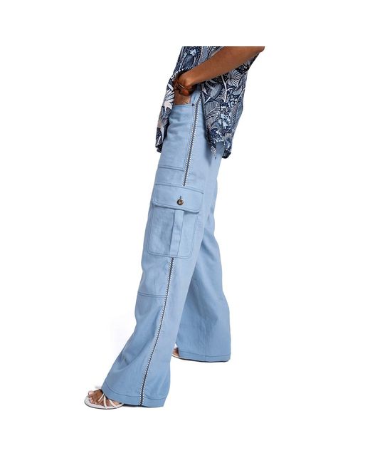 Lalipop Design Blue High-Waisted Baby Cargo Pants