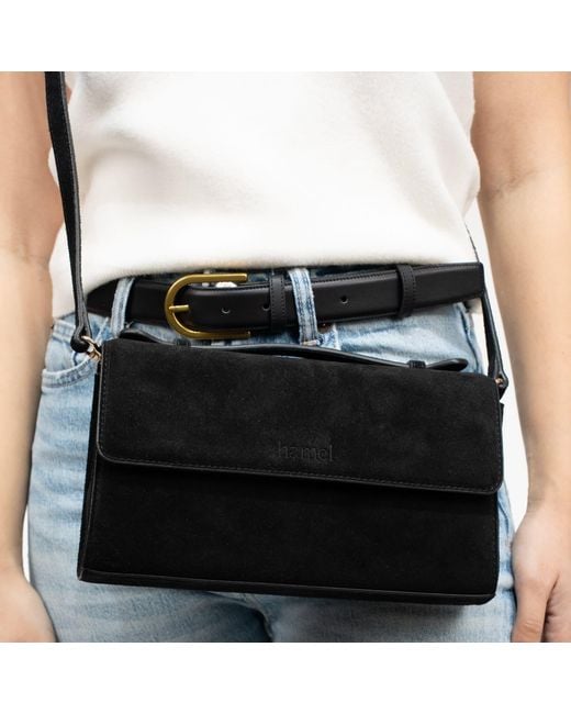 Hamel Atelier Black Avenue Suede Crossbody Bag