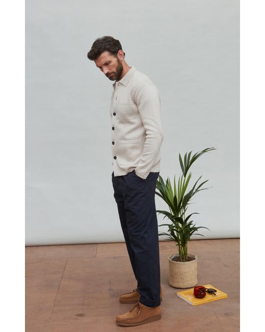 Paul James Knitwear Natural Neutrals Midweight Cotton Benjamin Work Shirt for men