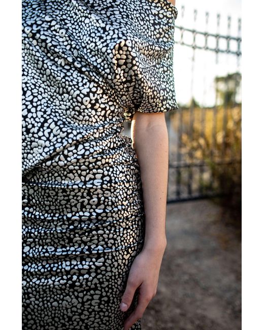 Jennafer Grace Gray Chrome Leopard Angle Dress