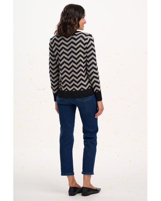 Sugarhill Black Rowena Sweater, Chevron Stripes