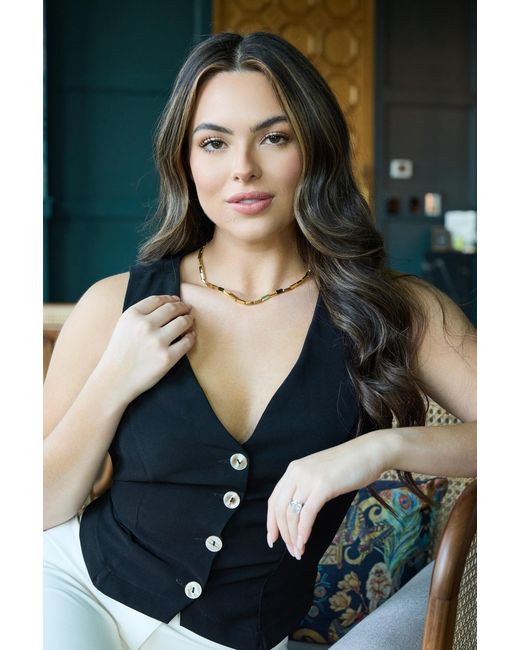 Adriana Pappas Designs Metallic Golden Tablet Necklace