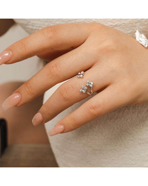 BLOOMTINE | Earth Angel HQ White Enchanting Flutterfly Sterling Trio Butterfly Ring