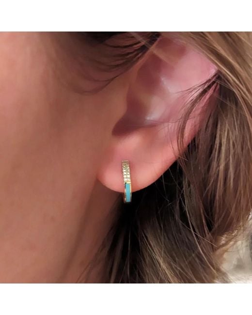 KAMARIA Metallic Diamond Huggie Earrings With Enamel