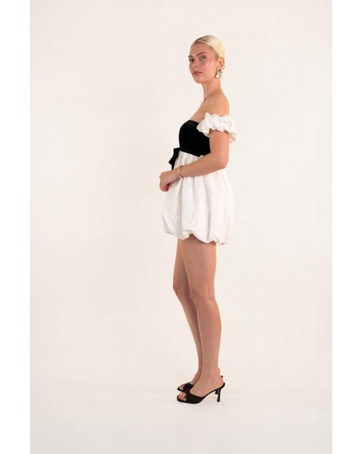 Clerestory Black Bijou Velvet Bow Cotton Bubble Hem Mini
