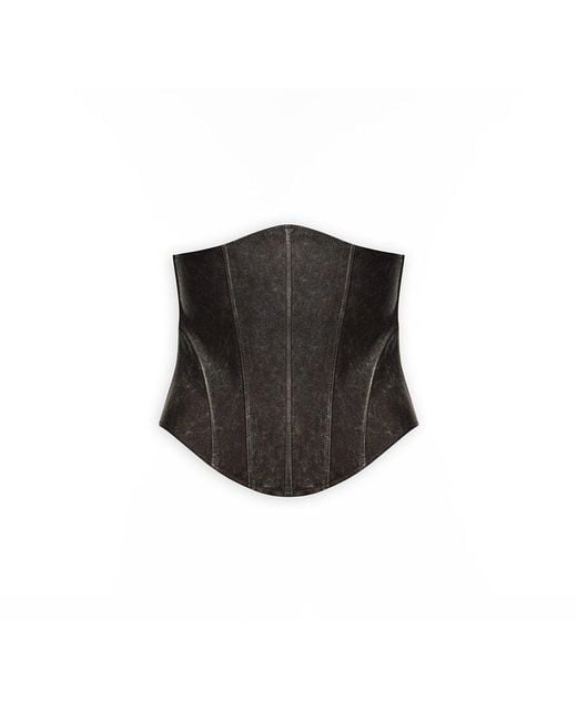Maison sél Black Distressed Effect Super Skinny Leather Corset