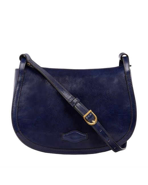 Time Resistance Blue Leather Hobo Bag For