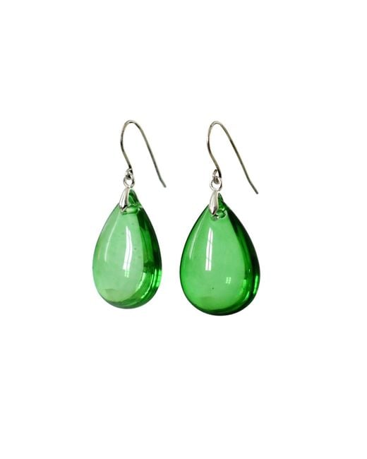 Laura Daili Green Glass Forest Teardrop Earrings