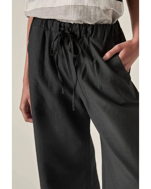 James Lakeland Black Linen Blend Drawstring Trousers