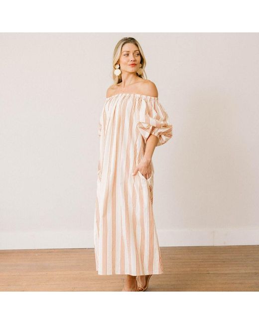 SUNSHINE TIENDA Pink Neutrals Cherry Pinstripe Ace Dress