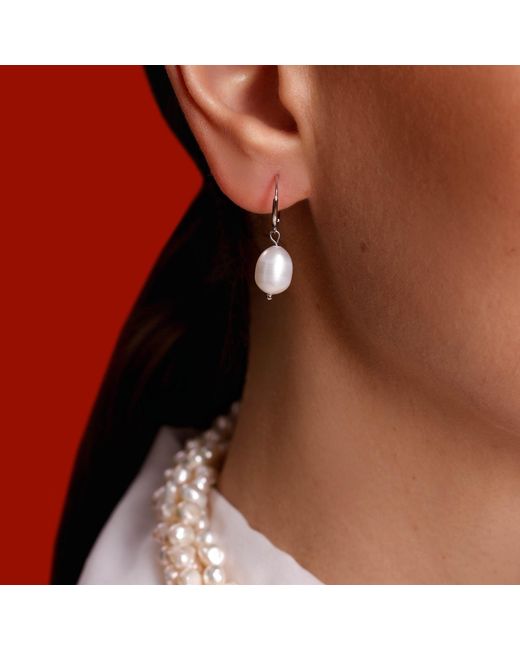 Pearl Code Metallic Baroque Pearl Drop Earrings — Natural & Effortless