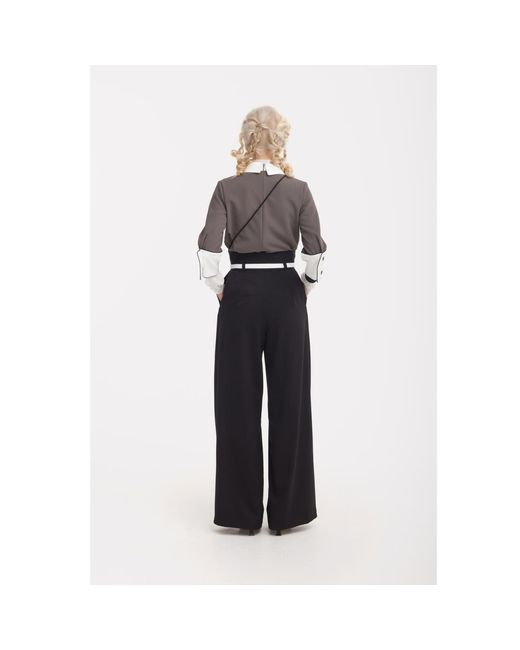 Julia Allert Black Fashion Forward Wide-Leg Pants & Contrast Belt