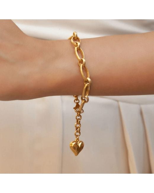 LINYA JEWELLERY Metallic Milazo Heart Chain Bracelet