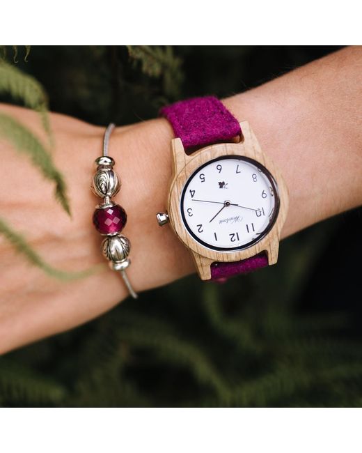 Waidzeit Purple Barrique Alpine Watch With Merino Wool Strap