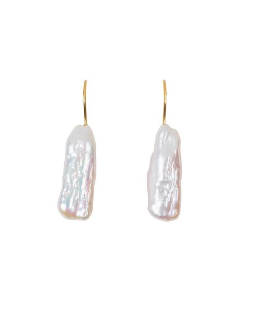 Ora Pearls Metallic Corali Long Barboque Pearl Hook Earrings