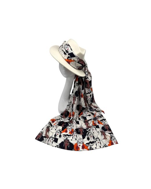 Julia Clancey White Neutrals Ivory Turbanista Fifi Scarf Fedora