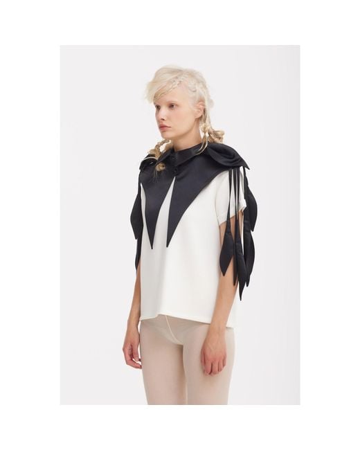 Julia Allert Black Sculptural Satin Statement Collar –