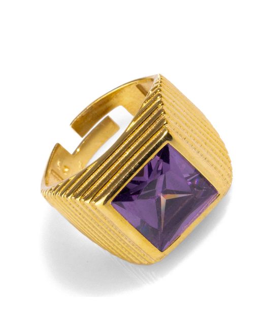 Ebru Jewelry Yellow Majestic Amethyst & Vermeil Chunky Signet Ring
