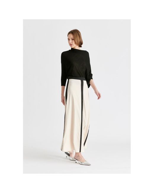 Paisie Natural Contrast Trim Maxi Skirt