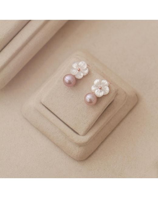 Agora Jewellery Pink Rose Cleito Pearl Earrings