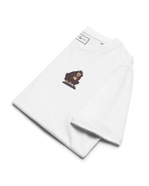 Anchor and Crew White D J Monkey Organic Cotton Embroidered T-Shirt