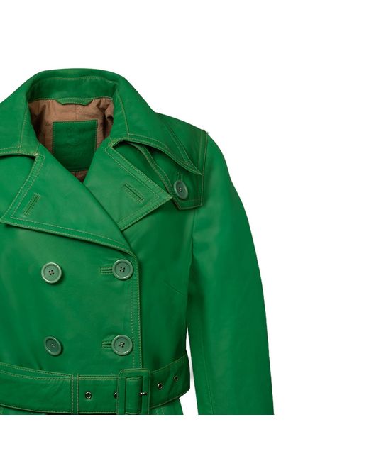 Zasta Studio Green Ghost Leather Trench Coat