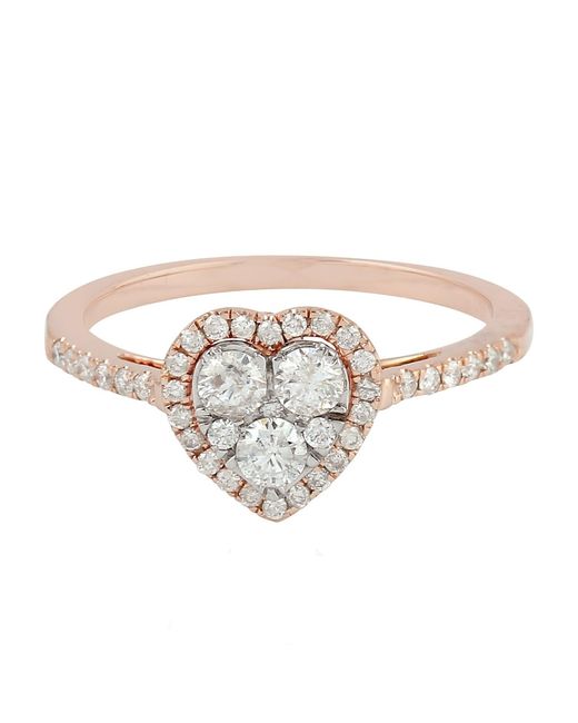 Artisan Multicolor Rose Gold White Diamond Heart Shape Ring