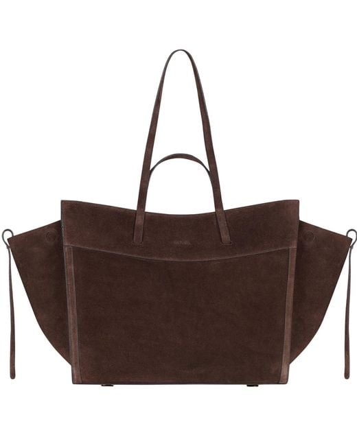Saonara Brand Brown Shopping Bag Chocolat Suede