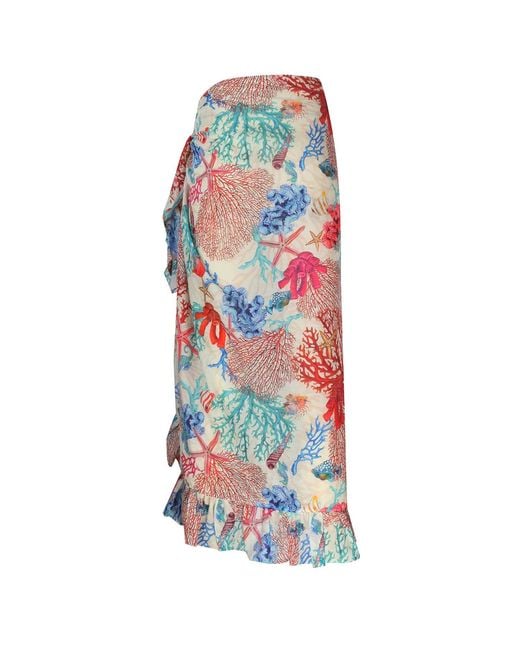 LOVEIST STORE Blue Lalla Summer Printed Ruffle Pareo