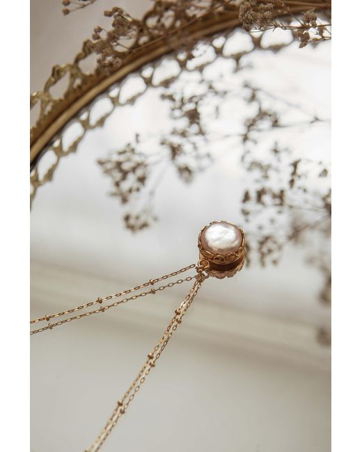 Katy Faye Metallic Alya Pearl Necklace