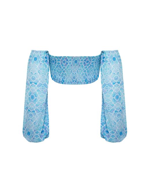 Sophia Alexia Blue Azure Mosaic Fiji Top