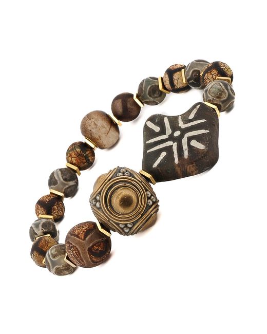 Ebru Jewelry Metallic Nepal Agate Nature Beaded Bracelet