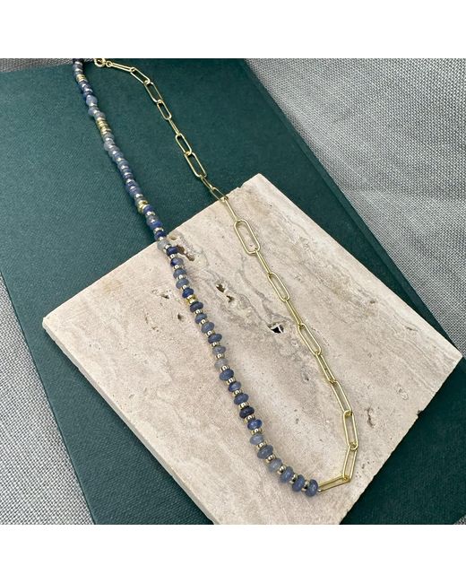 Clemence Wren Metallic Jade Stone Paperclip Necklace