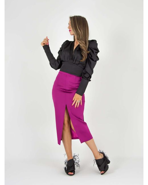 Tia Dorraine Purple Edge Of Desire High-waist Midi Skirt