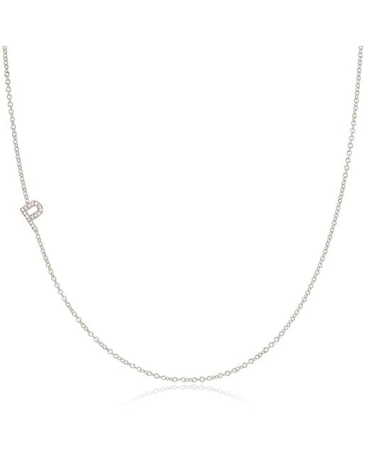 Maya Brenner Metallic 14k Gold Asymmetrical Pavé Diamond Letter Necklace - White Gold - 16" |