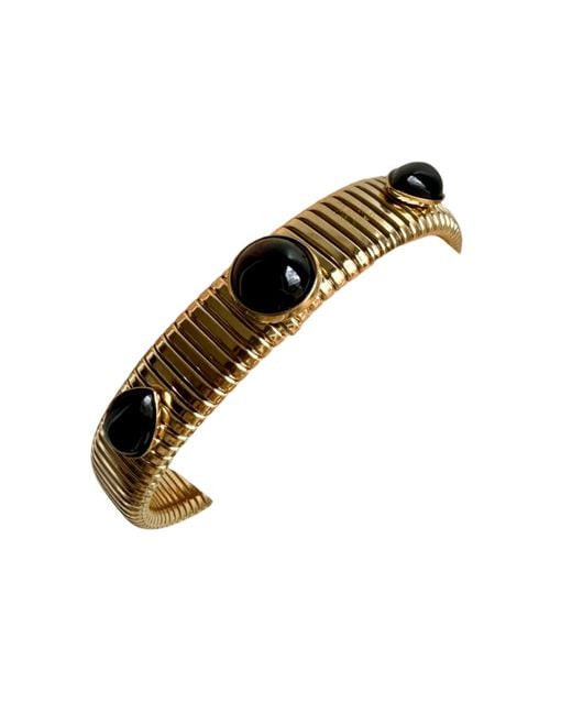 Laura Gray Metallic Round & Pear Shaped Onyx Omega Bracelet