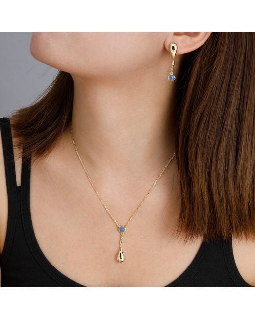 Vanimy Metallic Seren Flow Gemstone Droplet Necklace