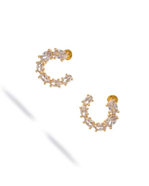 Ebru Jewelry Metallic Crystal Radiance Stud Hoop Earrings