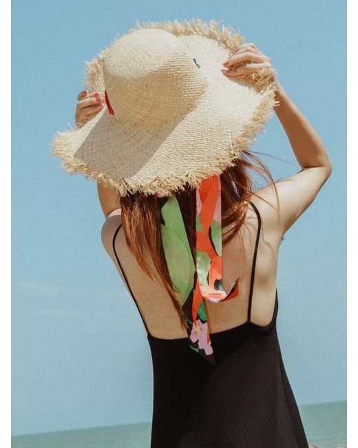 Lost Pattern Yellow Cartagena Straw Hat With Ribbon Tie