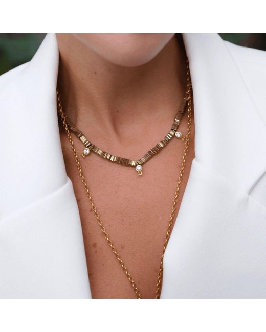 LINYA JEWELLERY Metallic Verta Hematite Stone Necklace