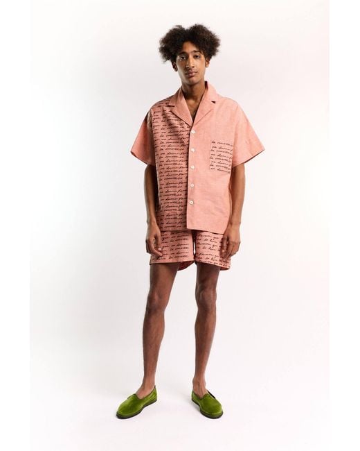 Studio Afuera Red Barranco Peach Linen Shorts